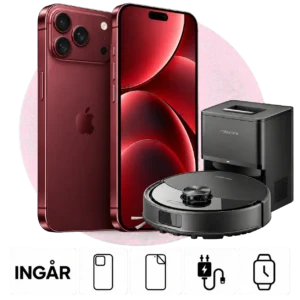 iPhone 18 Pro Max (256 GB) med Roborock Q10V+. Skal, skärmskydd, laddare och smartwatch ingår.