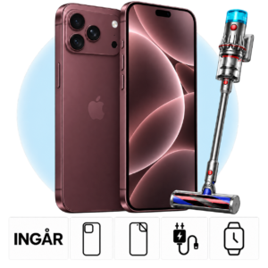 iPhone 18 Pro Max i Bourgogne med PlayStation 5 Digital och inkluderade tillbehör.