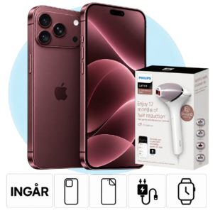iPhone 18 Pro Max i Bourgogne med PlayStation 5 Digital och inkluderade tillbehör.