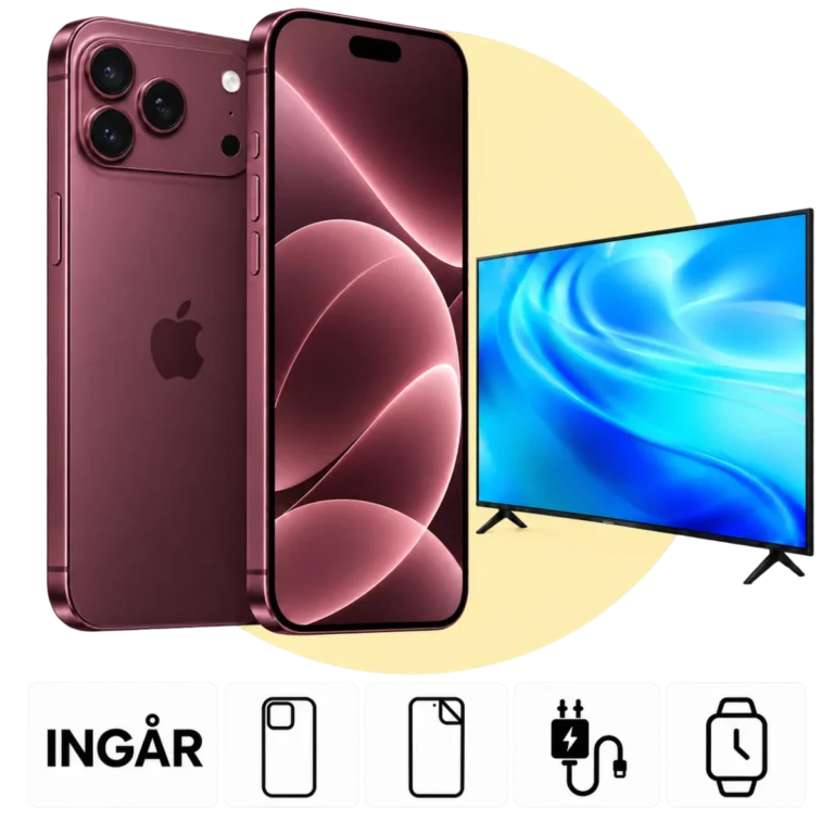 iPhone 18 Pro Max och Samsung TV 55 tum i Nymobils familjepaket