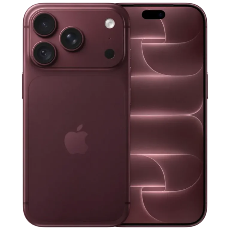 iPhone 18 Pro i bourgogne, fram- och baksida