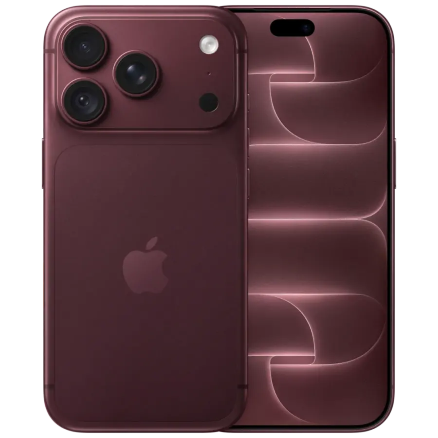iPhone 18 Pro i bourgogne, fram- och baksida