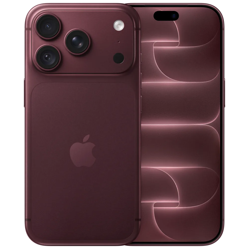 iPhone 18 Pro i vinröd färg, fram- och baksida