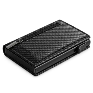 Svart SkimSkydd Wallet RFID-plånbok med dragkedja och korthållare