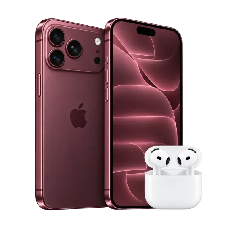 iPhone 18 Pro med AirPods 4, bild från Nymobils aktuella paket