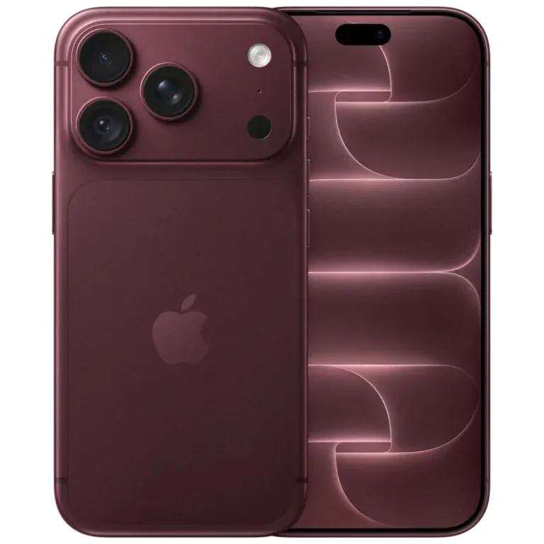 iPhone 18 Pro i vinröd färg, fram- och baksida