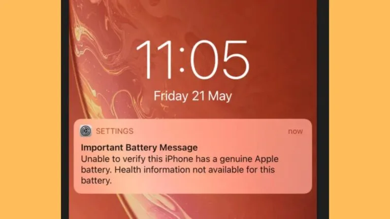 Varningsmeddelande vid iPhone batteribyte