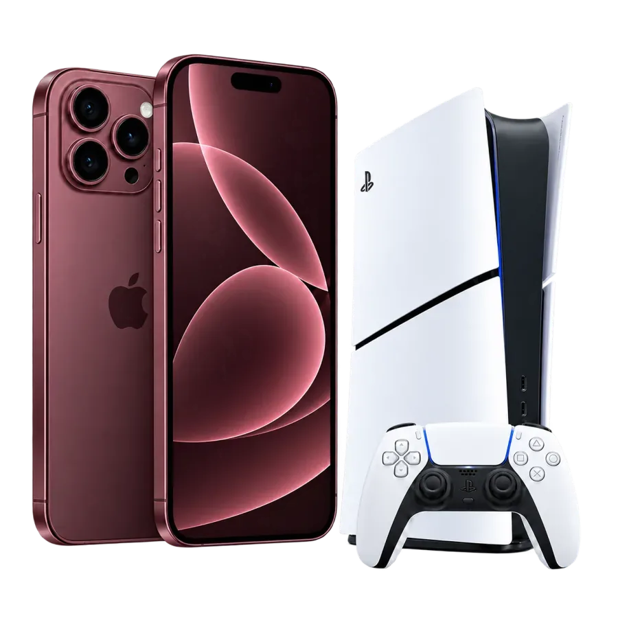 iPhone och PS5 som illustration till två separata köp