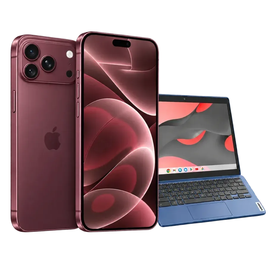 Telefon och Chromebook som illustration till mobil- och datorval