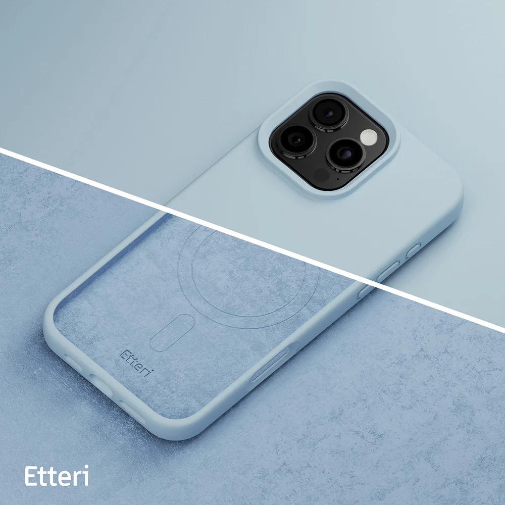 Etteri Silicone Mag case for iPhone 16 Pro 6,3″ light blue