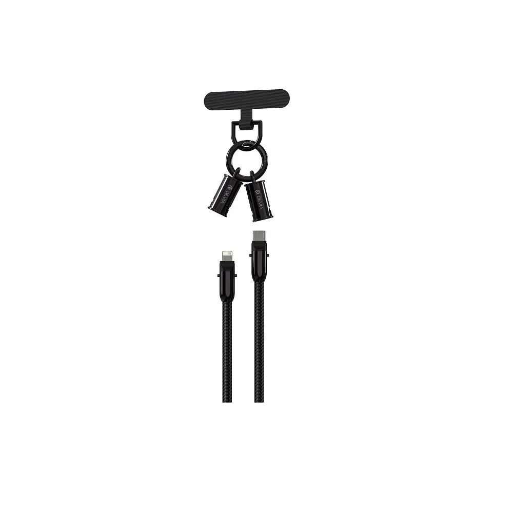 Devia sladdlanyard 2-i-1 PD USB-C – Lightning 0,3 m 27W svart