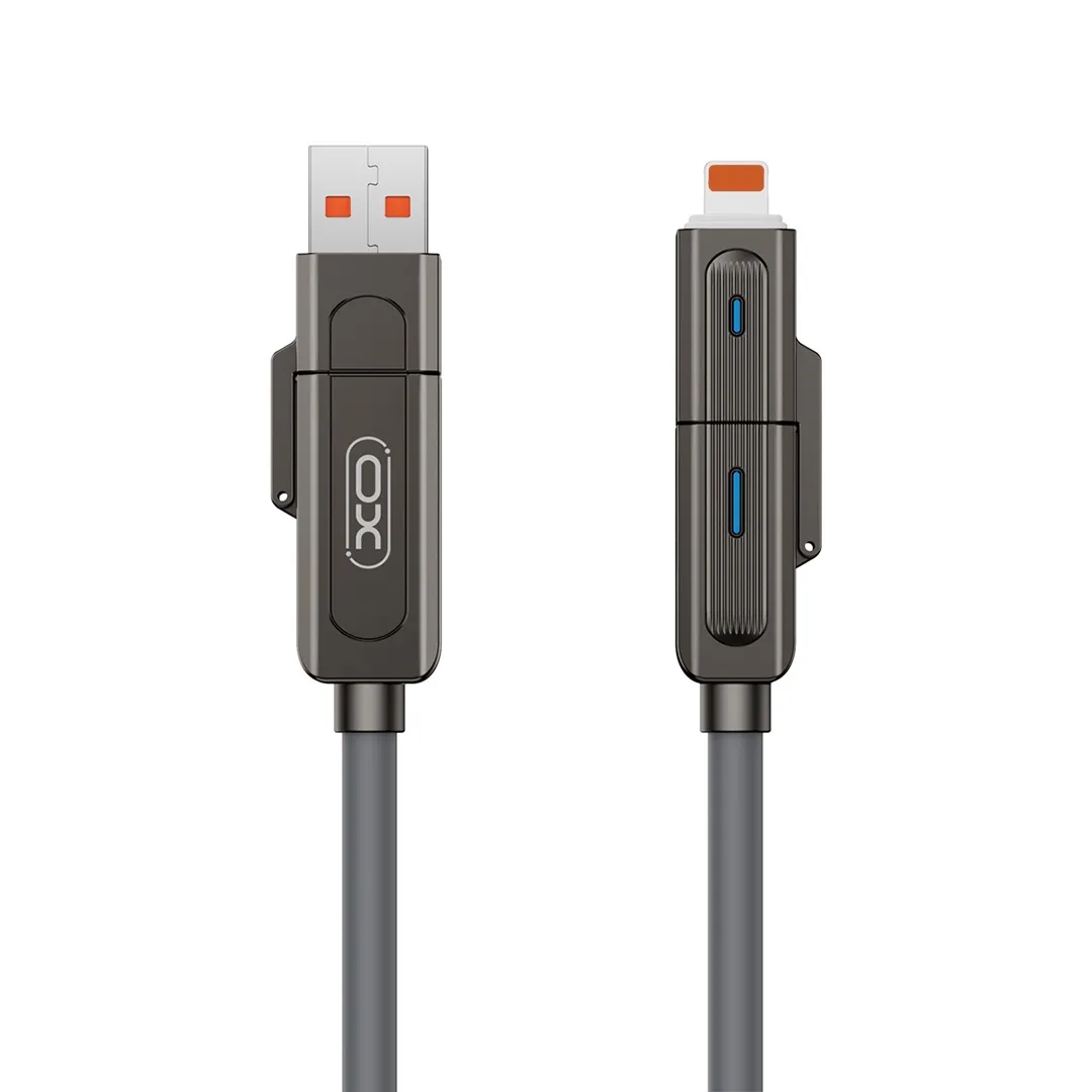 XO-kabel NB275 4-i-1 USB-C – Lightning + USB – USB-C 60W 1,0m grå
