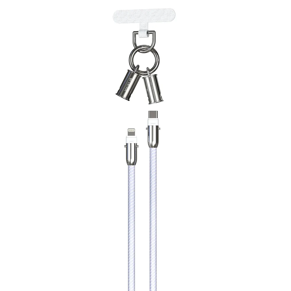 Devia sladdlanyard 2-i-1 PD USB-C – Lightning 1,2 m 27W lila