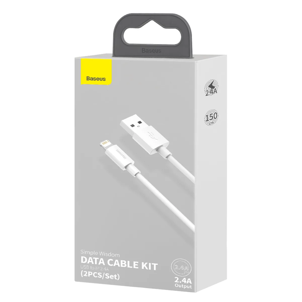 Baseus cable Simple Wisdom USB – Lightning 1,5 m 2,4A white 2 pcs
