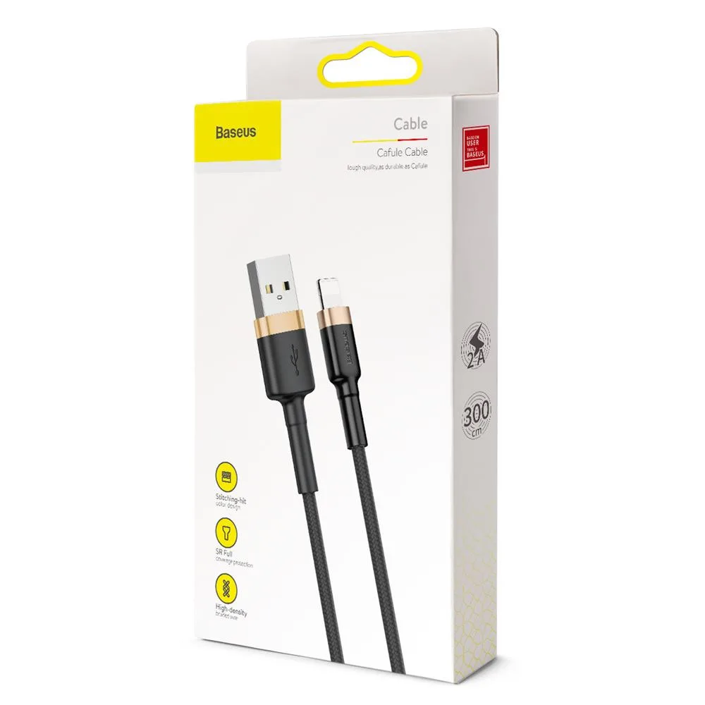 Baseus cable Cafule USB – Lightning 3,0 m 1,5A gold-black