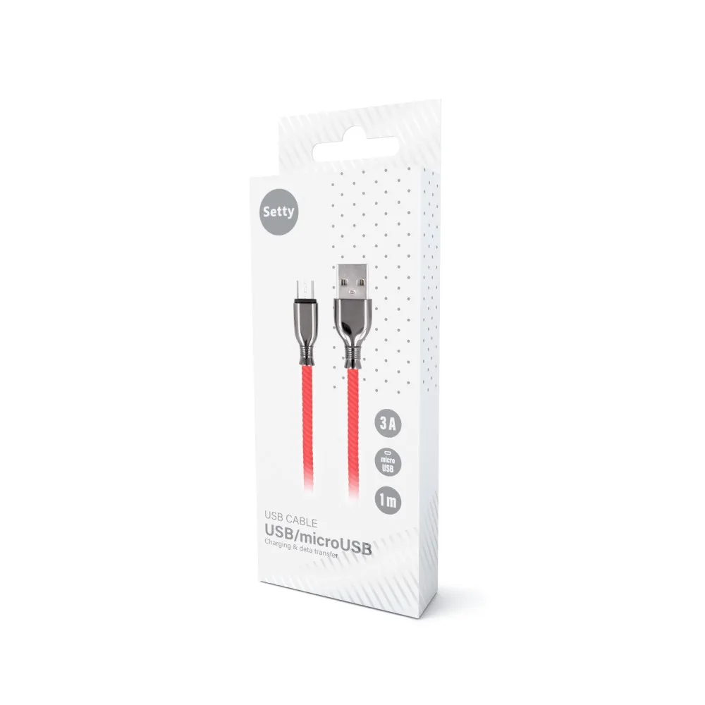 Setty sladd USB – microUSB 1,0 m 3A FC-M röd