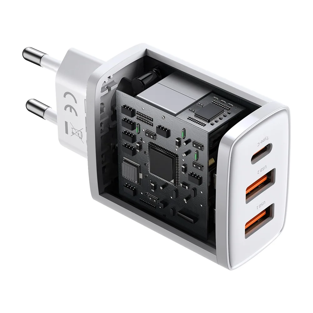 Baseus wall charger Compact PD 30W 1x USB-C 2x USB white