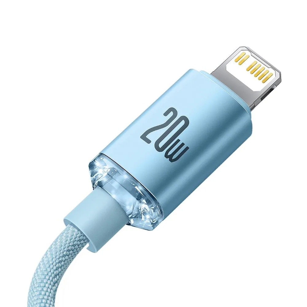 Baseus sladd Crystal Shine USB-C – Lightning 1,2 m 20W himmelsblå