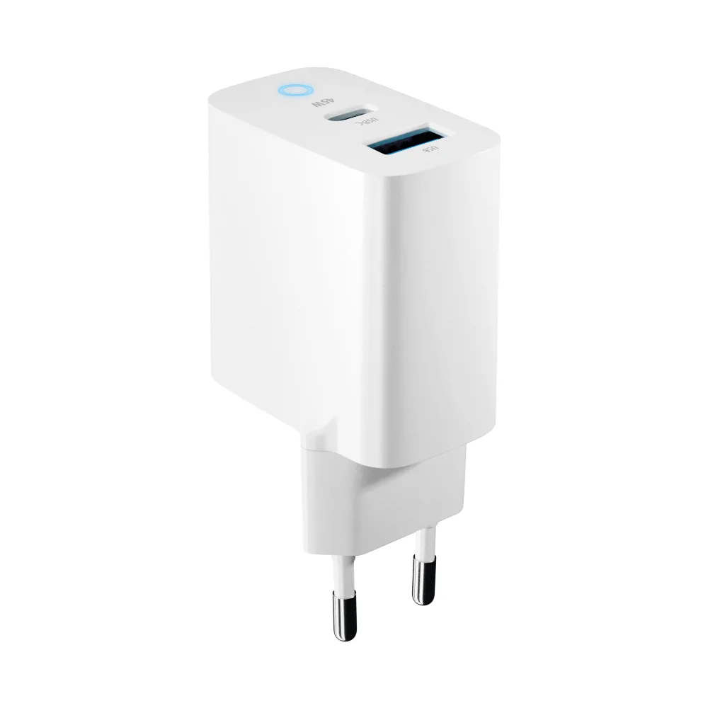 Forever TC-06-45AC GaN PD QC charger 1x USB-C 1x USB 45W white