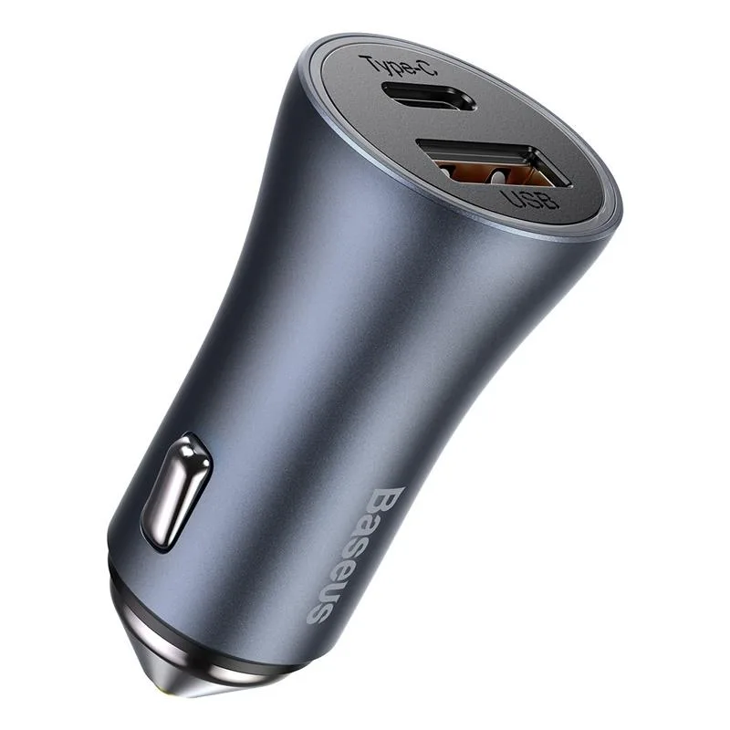 Baseus car charger Golden Contactor Pro 1x USB 1x USB-C QC 40W black + cable USB – USB-C 5A