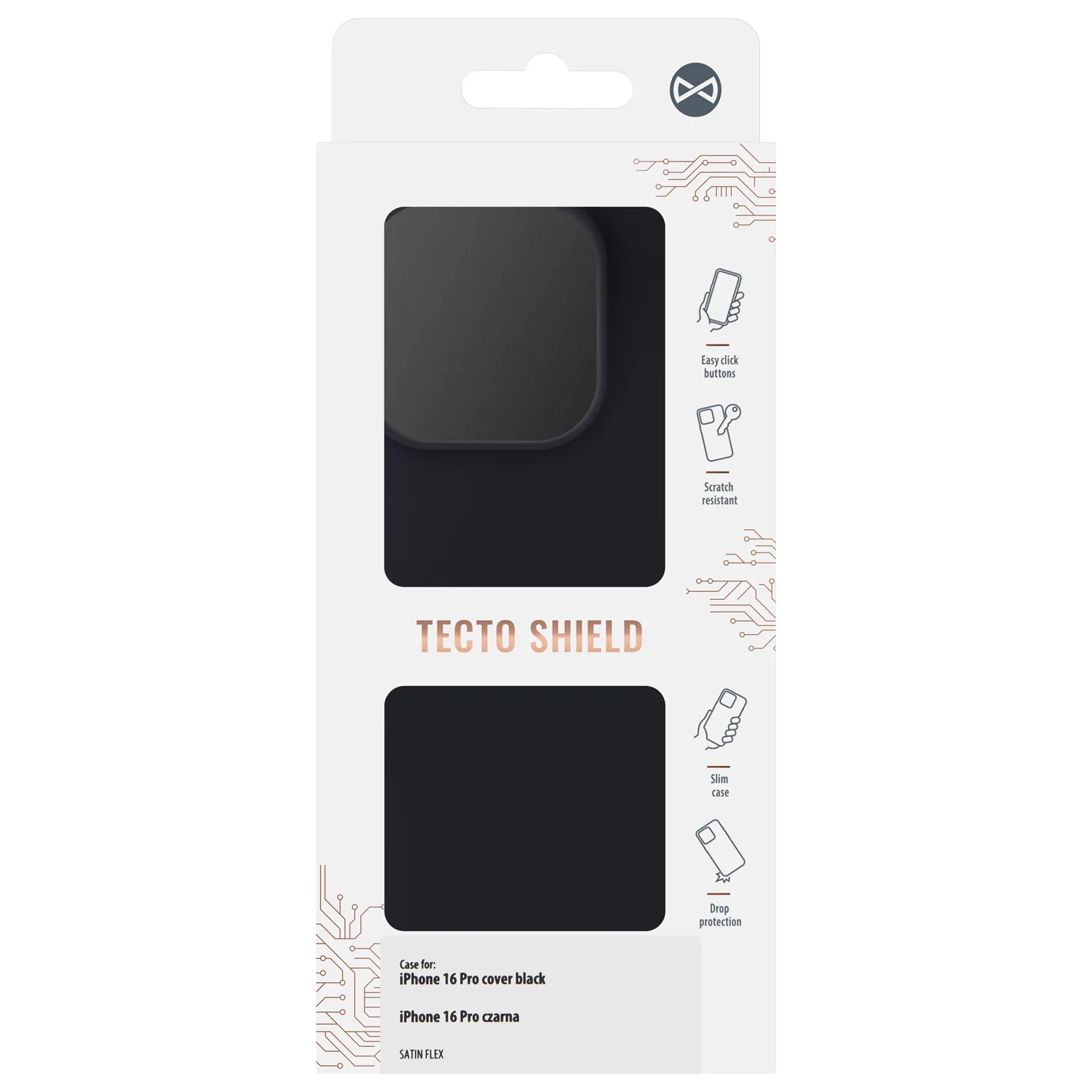 Satin Flex iPhone 16 Pro-fodral svart