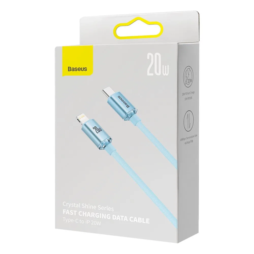 Baseus sladd Crystal Shine USB-C – Lightning 1,2 m 20W himmelsblå