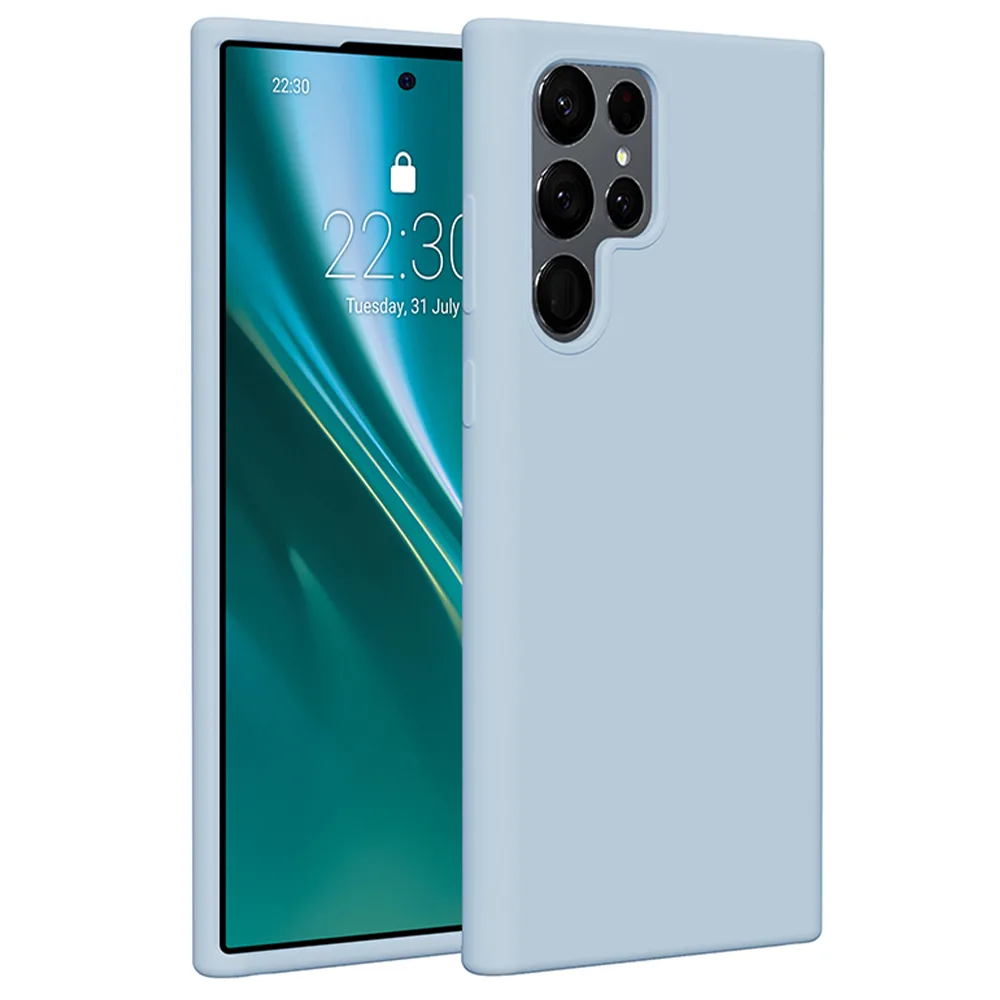 Etteri Silikonfodral för Samsung Galaxy S22 Ultra – ljusblå
