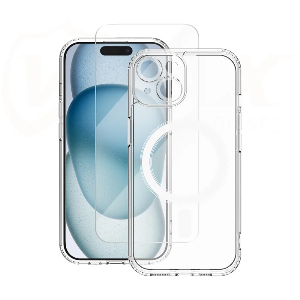 Vmax set Mag-fodral + glas 2,5D premium för iPhone 15 Plus 6,7″