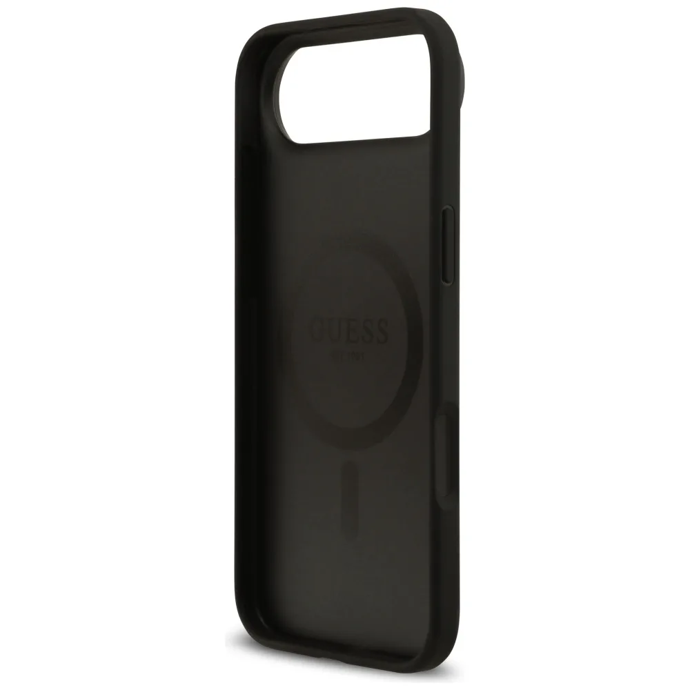 Guess Grained Flowers Classic Logo MagSafe case for iPhone Air black