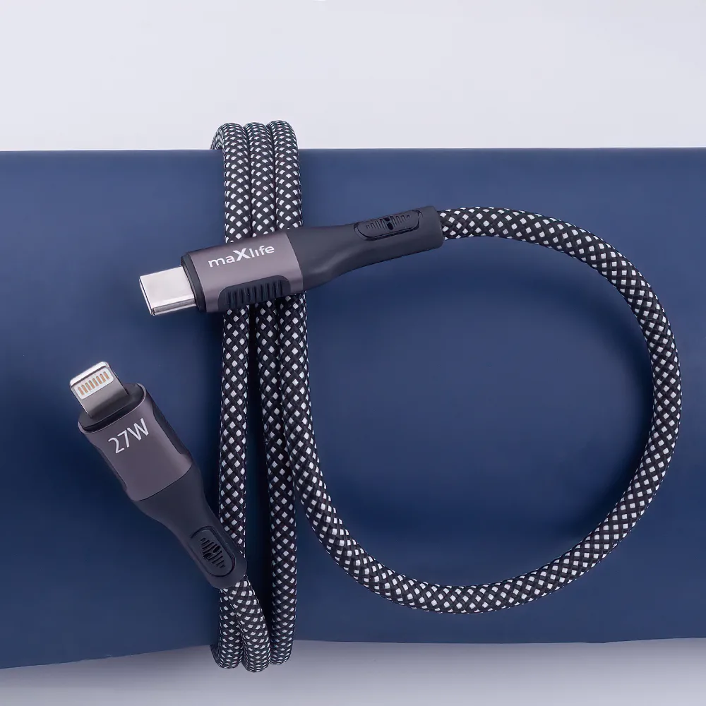 Maxlife MXUC-11 magnetic cable USB-C – Lightning 1,0 m 27W black nylon