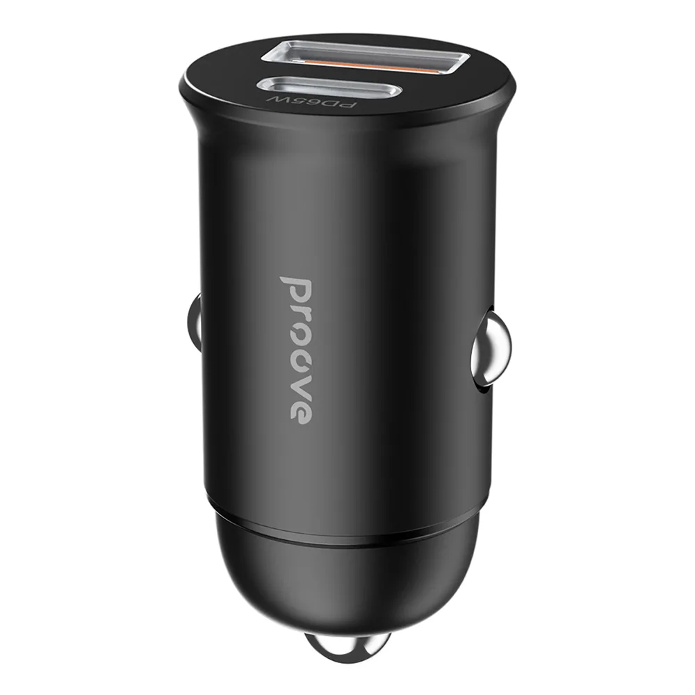 Proove Tiny Power Pro PD bil-laddare USB-C + USB-A 65W svart