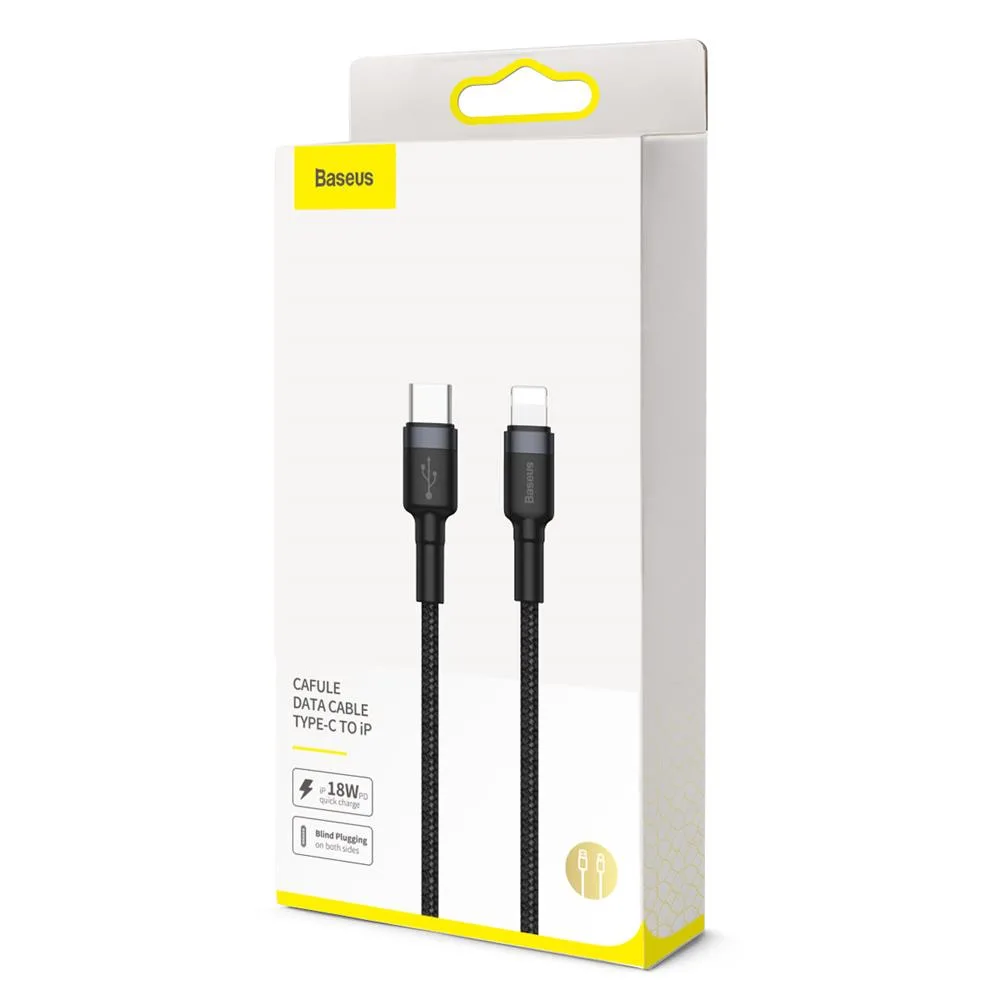 Baseus cable Cafule PD USB-C – Lightning 1,0 m gray-black 18W