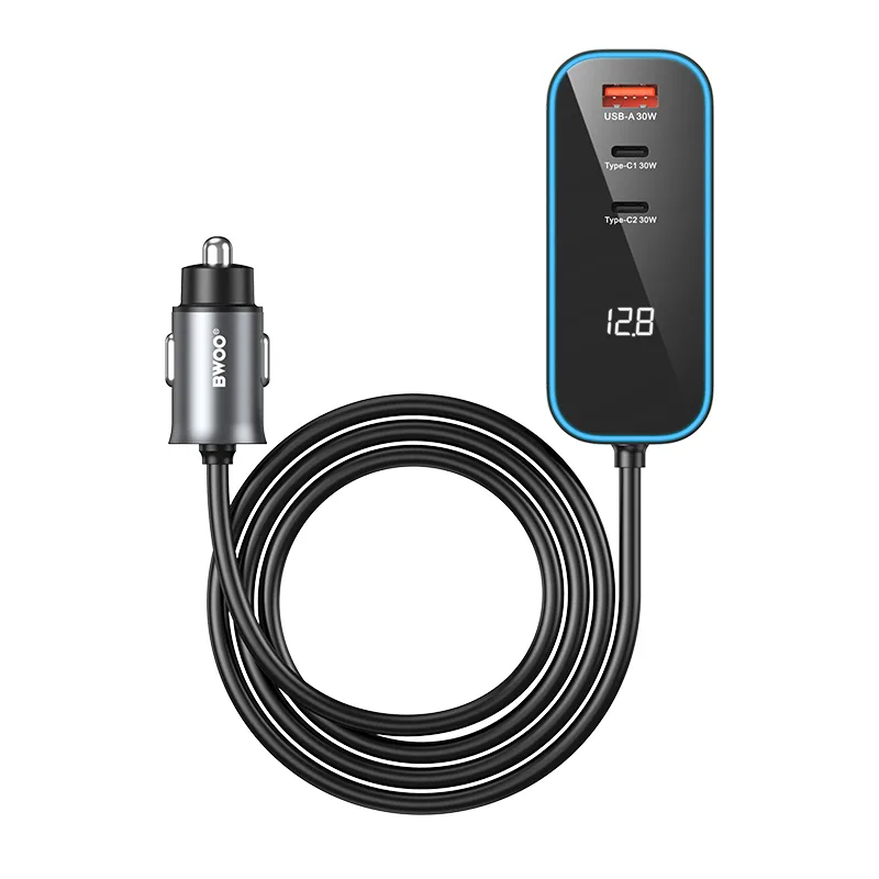 BWOO CC107 PD car charger 1x USB-C – USB-A port 30W black