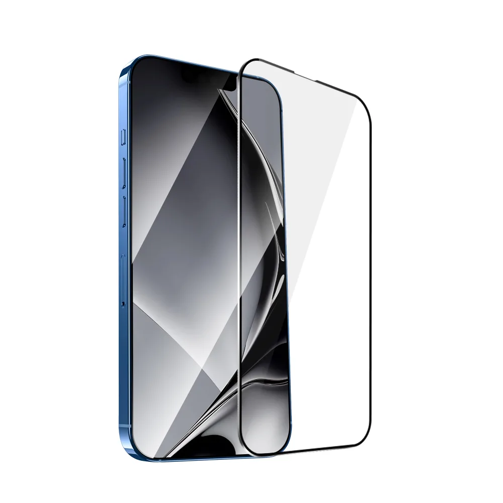 Härdat glas med metallram för iPhone 13 Pro Max 6,7” / 14 6,7″ Plus svart ram