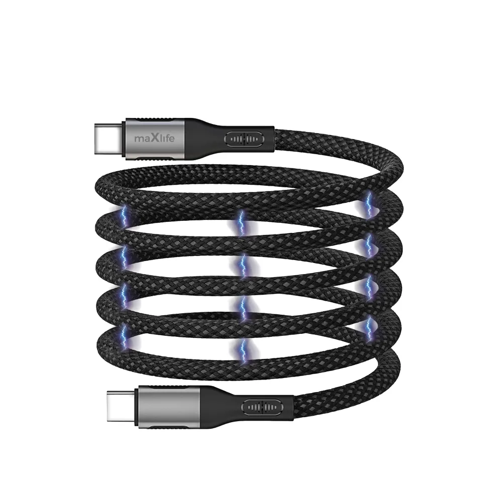 Maxlife MXUC-11 magnetic cable USB-C - USB-C 1,0 m 100W black nylon