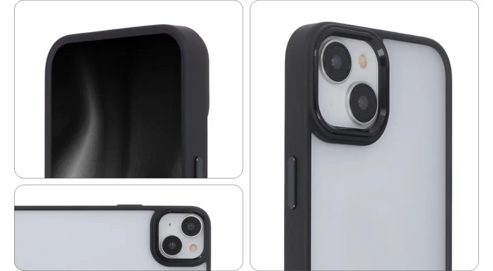 Svart satin elegant matt skal för iPhone 16 Plus