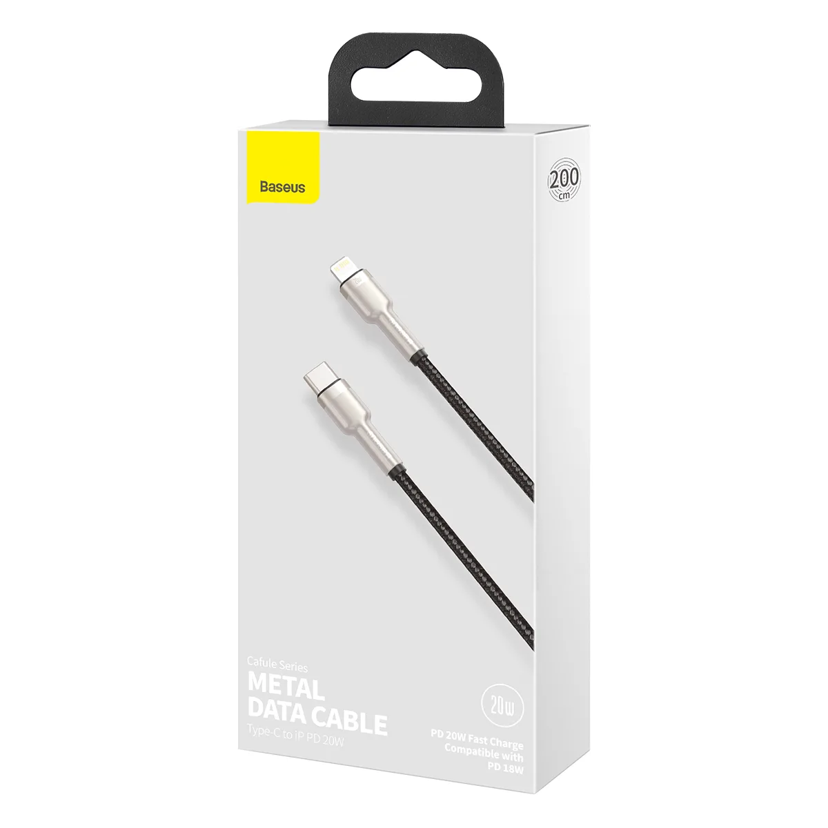 Baseus sladd Cafule Metal PD USB-C – Lightning 2,0 m svart 20W
