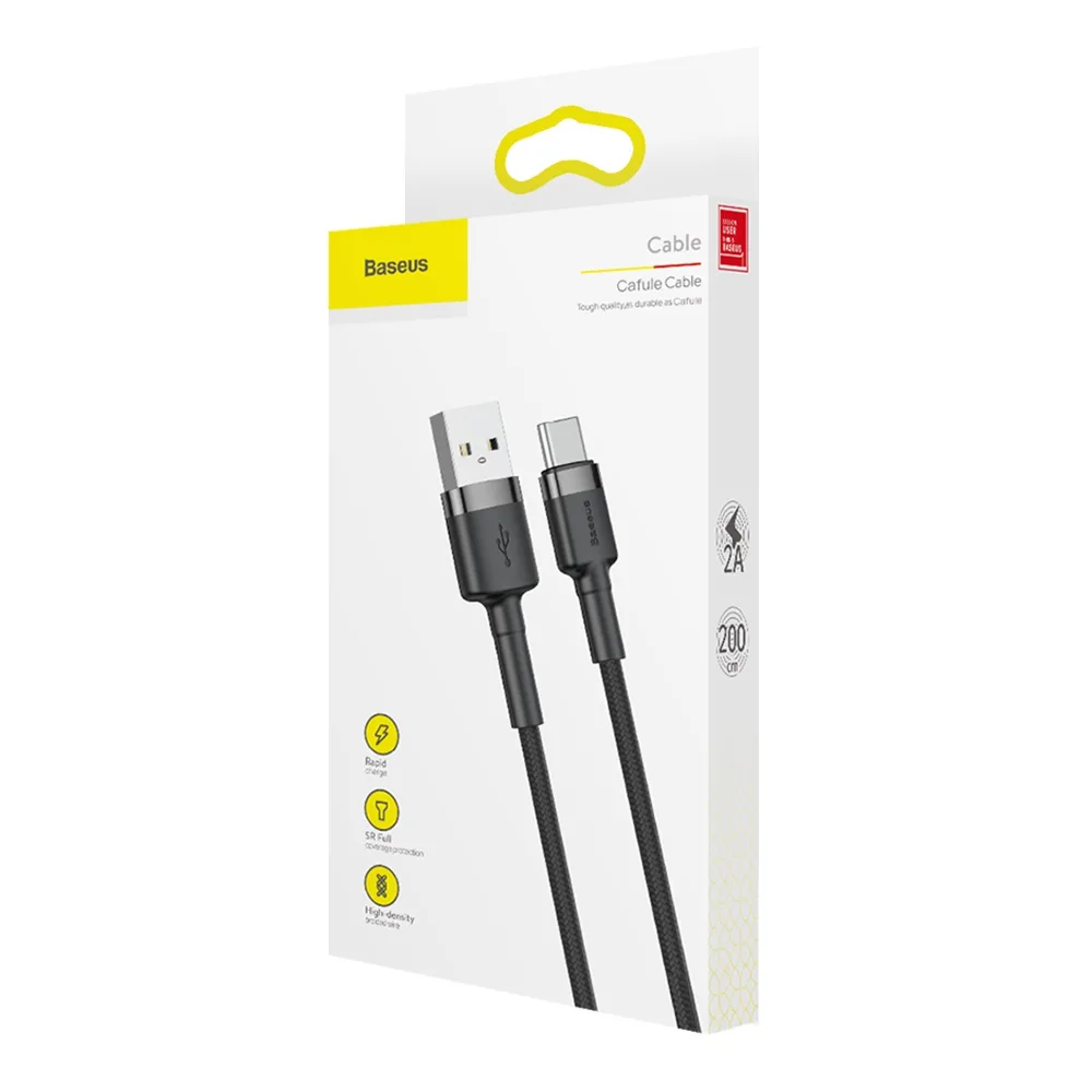 Baseus cable Cafule USB – USB-C 2,0 m 2A gray-black