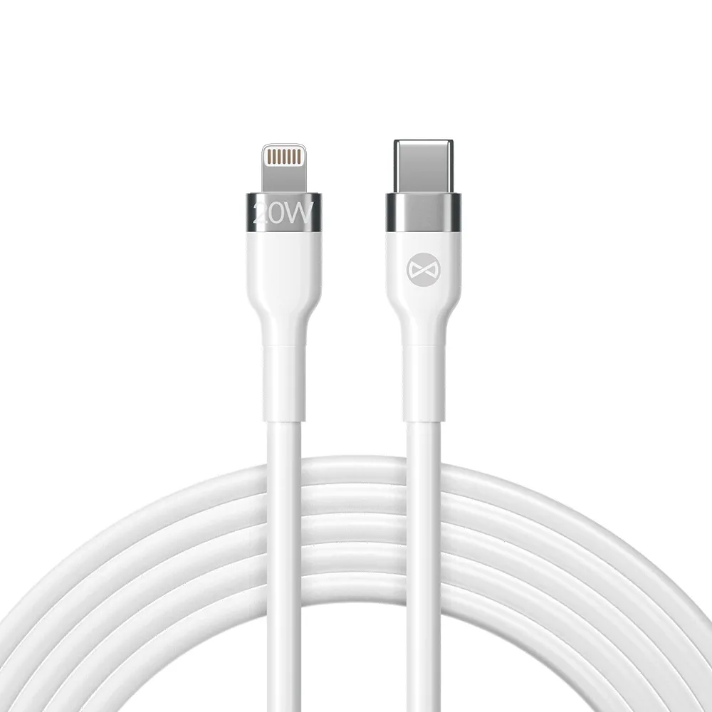 Evigt flexibel kabel USB-C – Lightning 1,0 m 20W vit