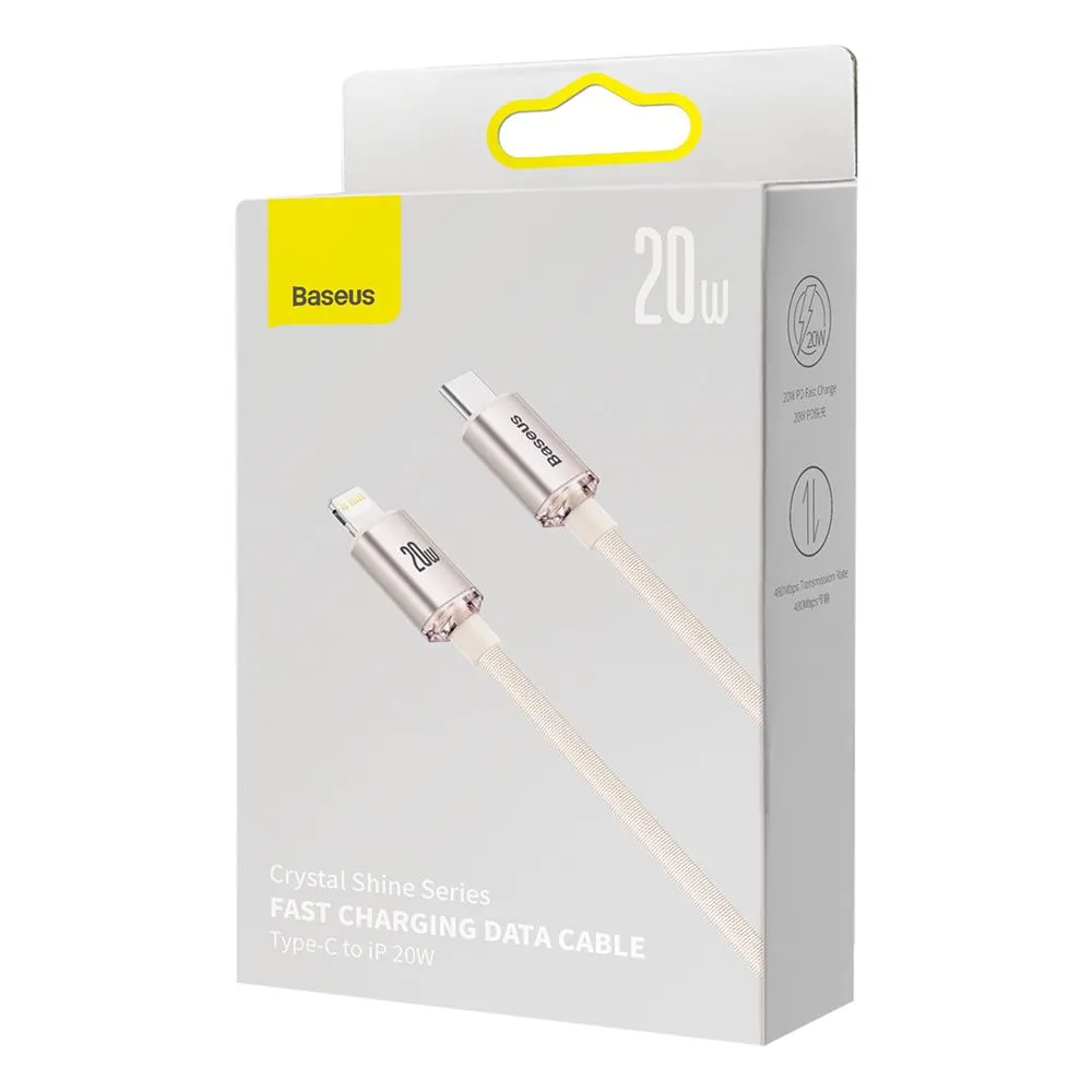 Baseus kabel Crystal Shine USB-C – Lightning 1,2 m 20W rosa