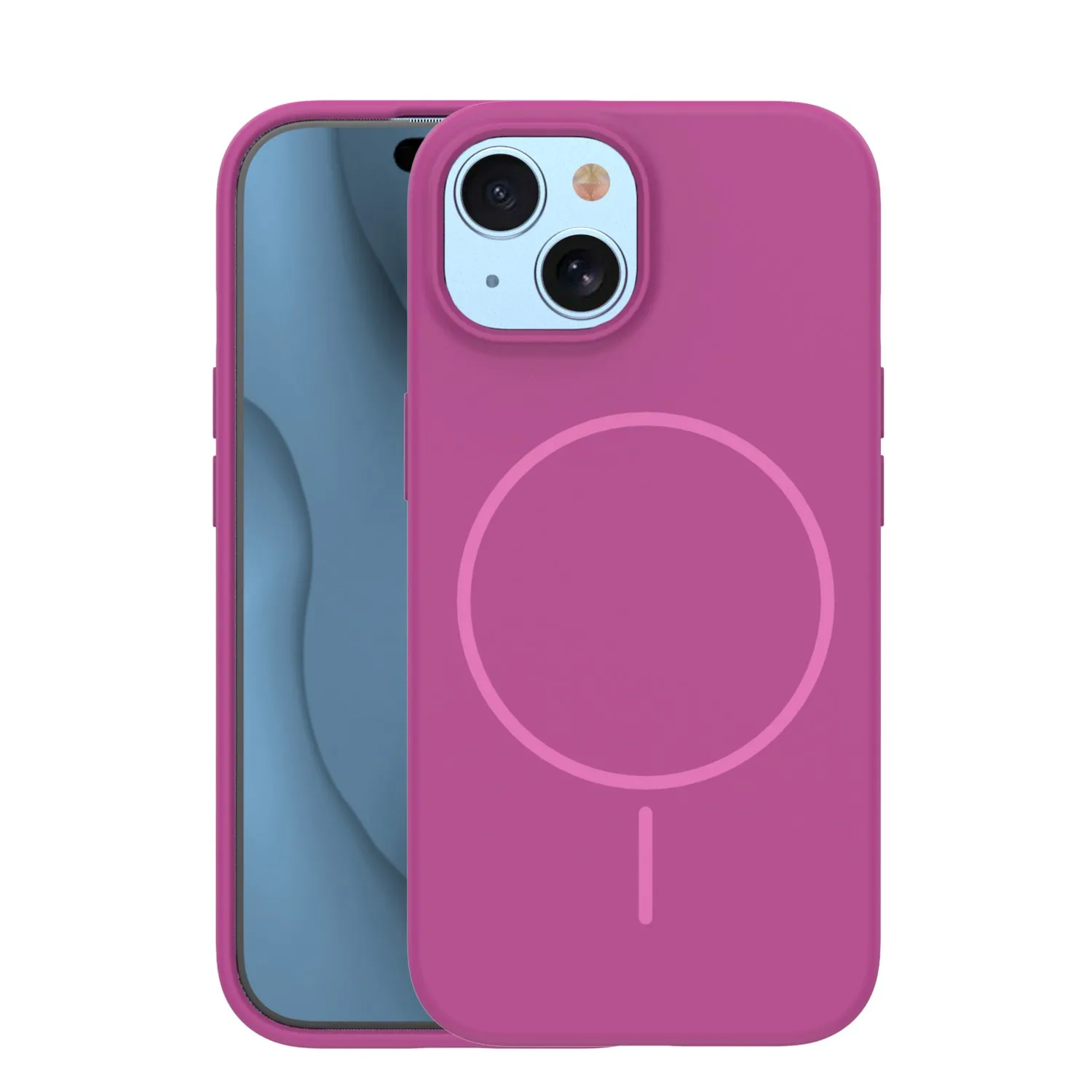 Silicone Thin Mag case for iPhone 15 6,1" fuschia
