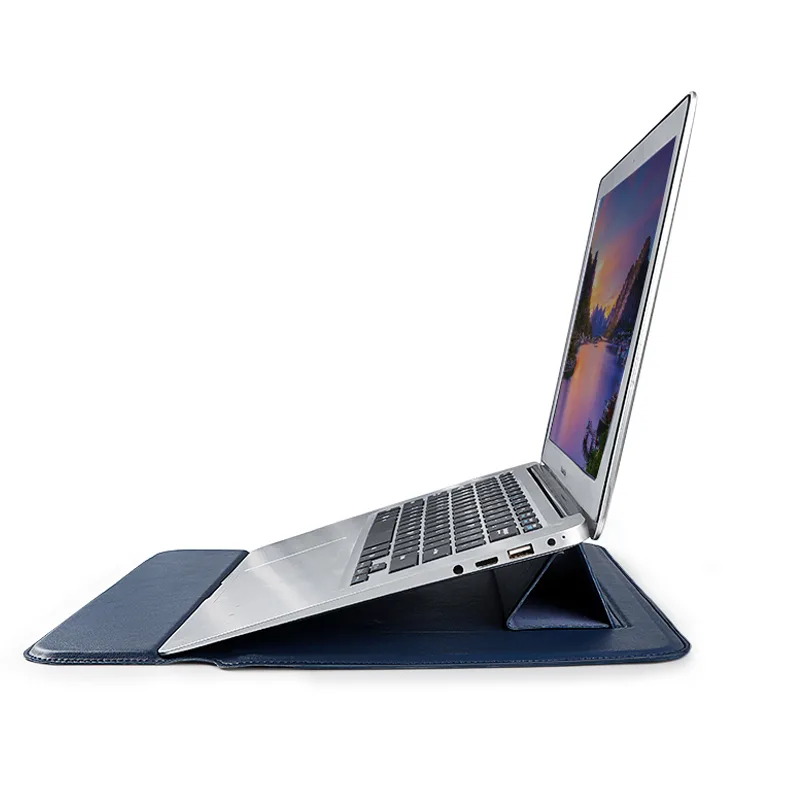 Devia bärbar datorväska / MacBook-fodralväska Ultratunn 13,3” vattentät PU-skinn blå