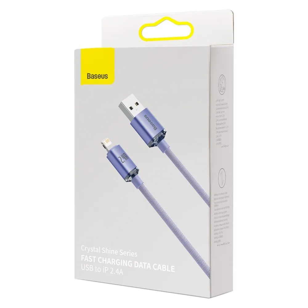 Baseus kabel Crystal Shine USB – Lightning 2,0 m 2,4A lila