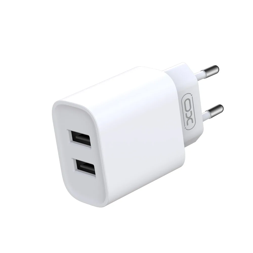 XO väggladdare CE02C 2x USB 2,1A vit + microUSB-kabel