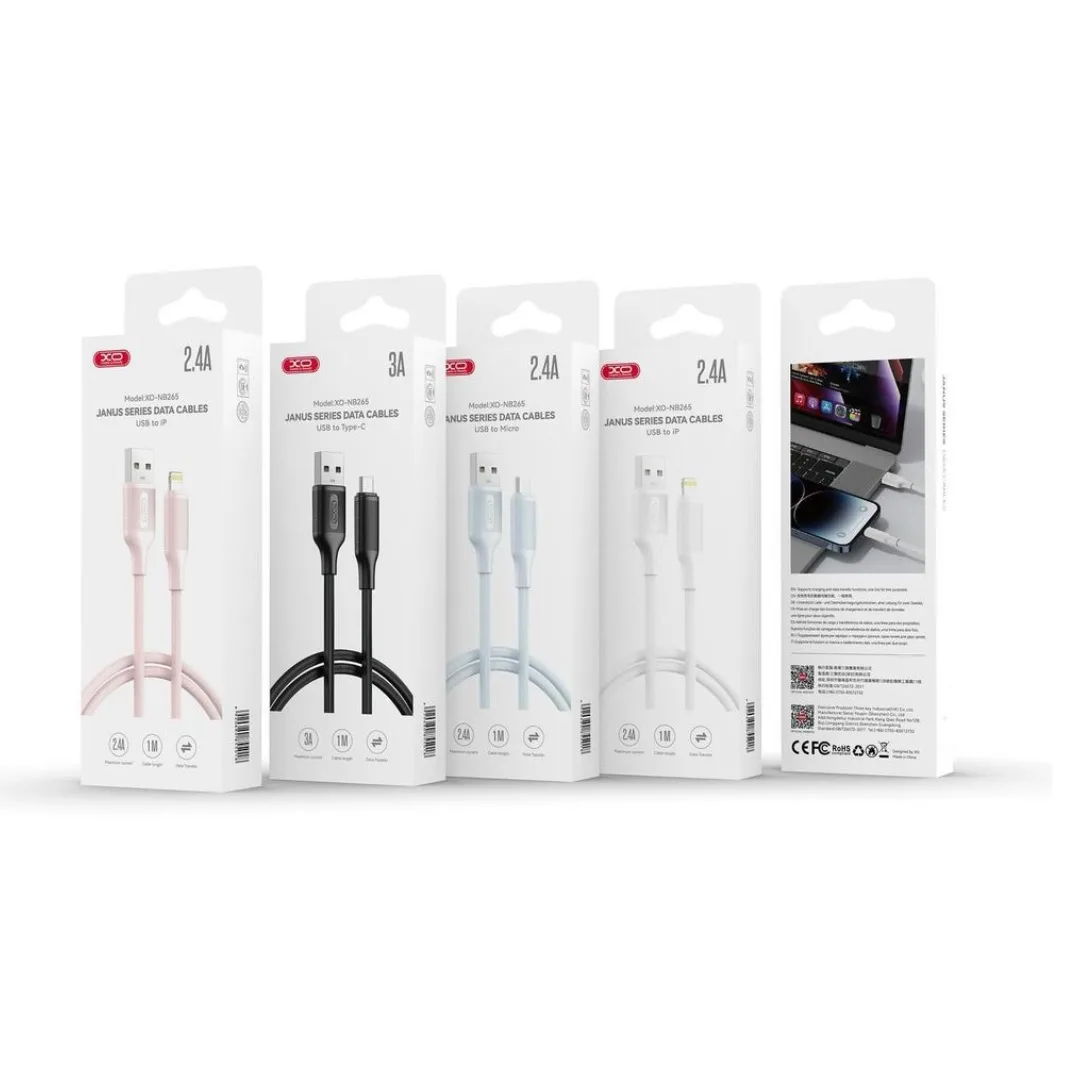 XO-kabel NB265 USB – Lightning 1,0 m 2,4 A svart