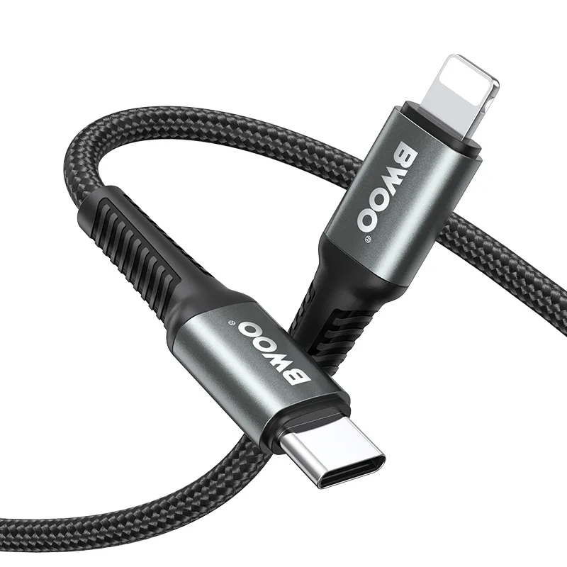BWOO Braided Cable USB-C – Lightning 2m 30W black