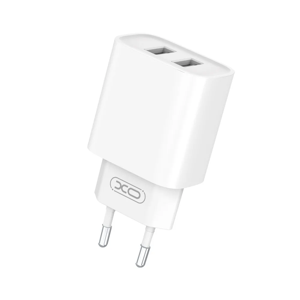 XO väggladdare CE02C 2x USB 2,1A vit + microUSB-kabel