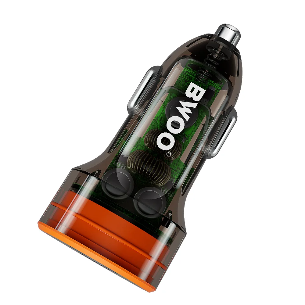 BWOO PD car charger 1x USB-C – USB-A port 38W transparent