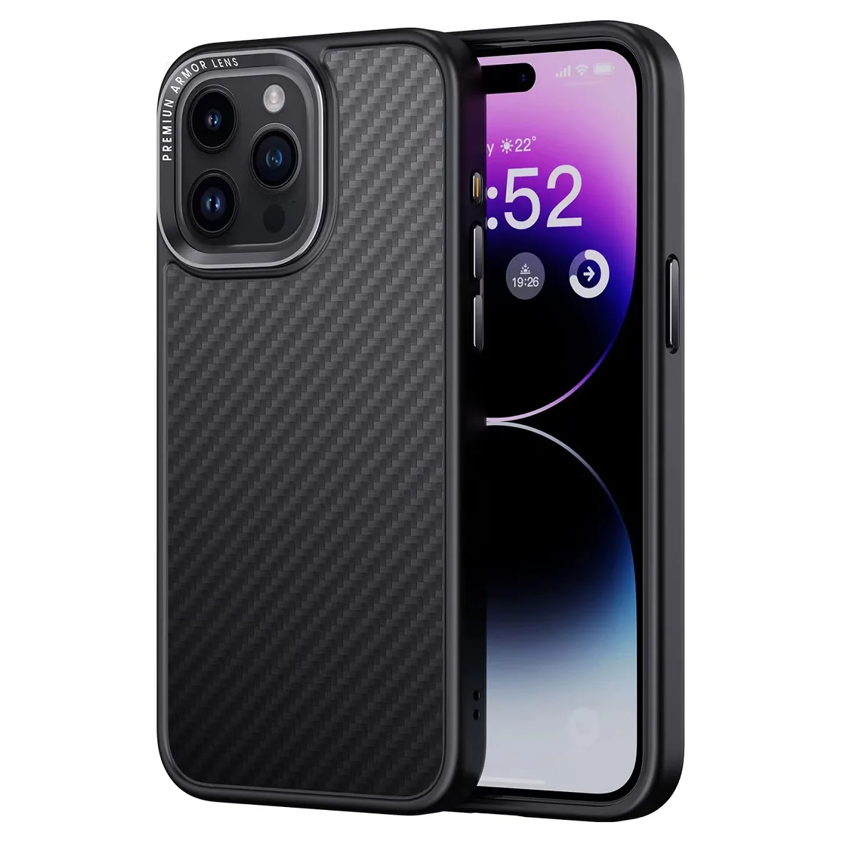 Kommafodral Kevlar Mag för iPhone 15 Pro Max svart