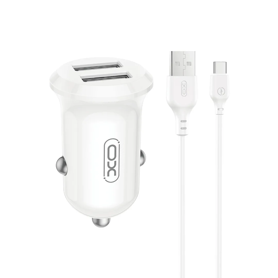 XO car charger CC67 12W 2x USB black + USB – USB-C cable